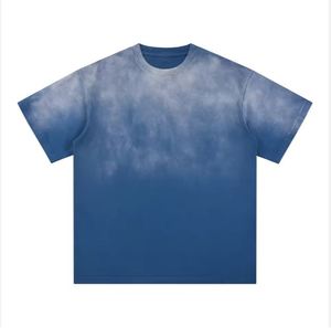 T-shirt unisexe en coton épais personnalisé pour homme, brodé, délavé à l'acide, motif uni, coupe oversize et carrée, effet soleil émaillé, idéal pour l'été - Product Image 1