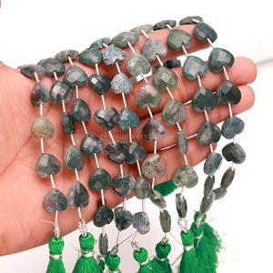 Cuentas de Ágata Musgosa Natural Talladas en Forma de Corazón 12MM 13MM Perforadas Rectas, Cuentas de Piedras Preciosas Talladas para Joyería, Hilo de 8 Pulgadas, Venta al por Mayor a Granel - Product Image 4
