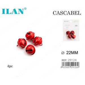 ILAN Clochette Cascabel 22 mm Rouge 4 pièces Décoration de fête - Product Image 1