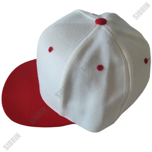 SIBRIN Unisex 6-Panel Baseball Cap White Red Contrast Color Fitted Color Twill Fabric Casual Baseball <b>Hat</b> <b>Flat</b> Brim Strapback - Product Image 4