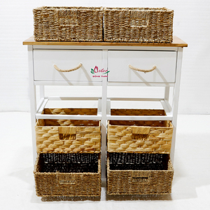 Mueble de Madera de Diseño Moderno con Cajones Tejidos de Jacinto de Agua y Seagrass, Almacenamiento Ecológico que Ahorra Espacio para Sala de Estar o Apartamento - Product Image 5