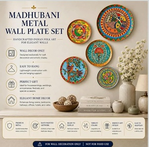 Madhubani Metal <b>Wall</b> <b>Plate</b> Set Handcrafted <b>Decorative</b> <b>Plates</b> 6 8 10 Inch Round Traditional Art Home Wedding Decor - Product Image 6