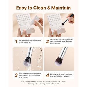 Set de 34 Brochas de Maquillaje Profesionales con Cerdas Suaves Ergonómicas para Base, Difuminado, Sombra de Ojos, Corrector y Colorete - Product Image 6