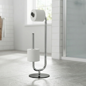 ที่ใส่กระดาษชำระแบบตั้งพื้น รุ่น MIT Modern Chrome Finish ทำจากโลหะ ไม่ต้องเจาะผนัง สำหรับใช้ในห้องน้ำ ผลิตในไต้หวัน - Product Image 2