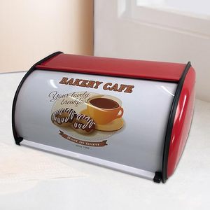 Caja para pan con tapa abatible, contenedor de almacenamiento de alimentos a prueba de polvo para cocina, color rojo - Product Image 6