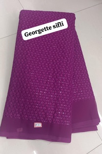 Premium Luxe Faux Georgette Schiffli <b>Embroidered</b> Fabric with Intricate Floral Eyelet Cutwork, Soft Flowy Drapery Width 44 GSM 75 - Product Image 6