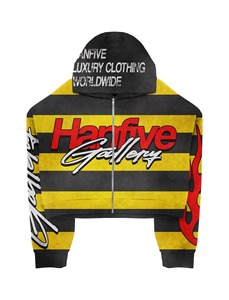 Black Yellow Hanfive Gallery Tracksuit Set | Oversized <b>Zip</b> Hoodie & Baggy Jeans | Luxury Streetwear Matching Set OEM - Product Image 3
