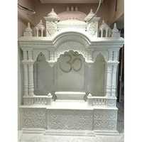 Temple en marbre blanc Makrana avec incrustation de pierres semi-précieuses, sculpture artisanale en marbre, travail d'incrustation de marbre artisanal