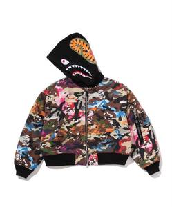 Hooded Camouflage Print <b>Fleece</b> <b>Lined</b> Bomber <b>Jacket</b> <b>Men</b> Streetwear Silk Screen Printed Zipper Closure Polyester Shell Autumn Wear - Product Image 2