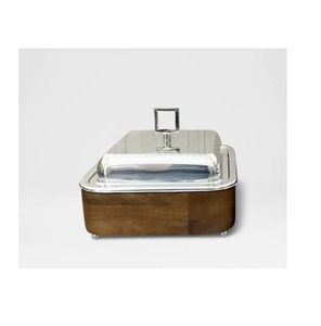 Plat à gratin en métal et bois de haute qualité pour restaurants, plat à gratin isotherme en acier inoxydable - Product Image 3