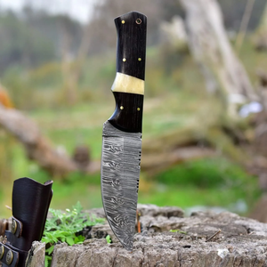 Custom Handmade Damascus Steel Hunting <b>Knife</b> Overall Length 8.5 inches <b>Handle</b> Made Of <b>Bone</b> and Wenge Wood - Product Image 2