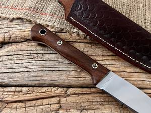 Couteau à Découper Personnalisé en Acier Inoxydable EDC à Lame Fixe, Manche en Bois, Étui en Cuir, OEM, Couteau Utilitaire de Chasse et de Camping à Lame Pleine - Product Image 2