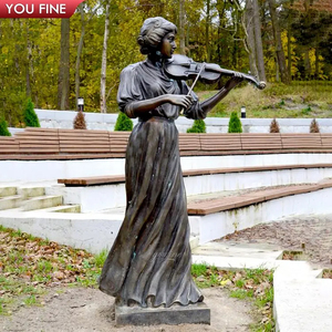 Sculpture de dame en bronze extérieure personnalisée jouant du violon - Product Image 6