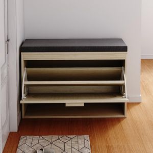 Legno naturale Color MDF melamina Flip Top panca cuscino 74x24x51CM in Rattan anteriore per ingresso di stoccaggio corridoio organizzazione - Product Image 4