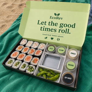 Boîte à sushi jetable biodégradable, écologique, de qualité alimentaire, personnalisable avec options de logo personnalisé, revêtement UV pour la livraison à emporter - Product Image 5