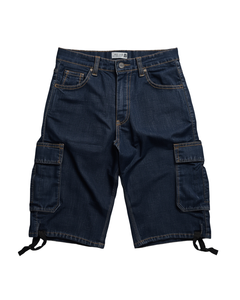 Pantalones Cortos Cargo de Mezclilla para Hombre, Cintura Media, Cierre de Botones, Color Sólido, Múltiples Bolsillos, Estilo Casual, 100% Algodón, Tela de Lona - Product Image 1