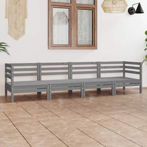 Ensemble de salon de jardin modulaire moyen en pin massif gris - Product Image 1