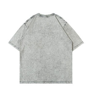 Camisetas de Algodón 100% con Logotipo Bordado Personalizado, Lavado Ácido, Parches de Estrellas Grandes, Estilo Desgastado, para Hombre, Secado Rápido, Ecológicas - Product Image 2