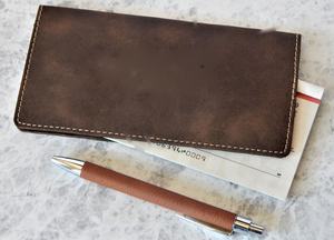 Chéquier pour hommes portefeuille Bi pli Long cuir de vachette mince en cuir véritable portefeuille LCR-0051 - Product Image 2