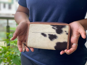 Cartera de piel de vaca occidental para mujer, monedero Continental con cremallera de cuero Real, elegante funda de mano con estampado de vaca Natural, regalos para ella - Product Image 6