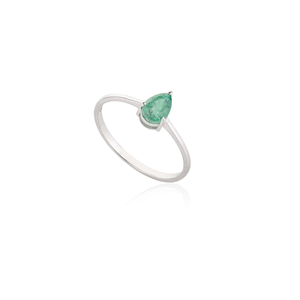 18K White Gold Emerald Statement <b>Ring</b> for Women Natural Cut Stone <b>Resizable</b> - Product Image 2