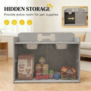 Ciotola rialzata grigia per cani con spazio di archiviazione integrato per alimentatori per animali domestici - Product Image 2