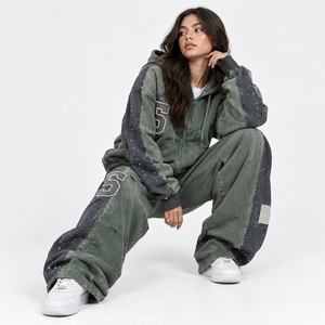 Pantalon de jogging cargo surdimensionné pour femme, style streetwear, délavé soleil, décontracté, en mélange de coton, effet vintage - Product Image 5