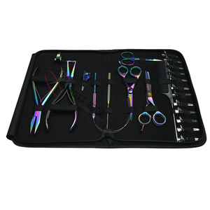 Multi Color <b>Micro</b> Ring Hair <b>Extension</b> Tool Bundle with Flat Crimper Removal Plier Barber Scissors Thinning Shears and Loop Hook - Product Image 1