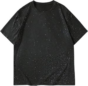 T-shirt 100% coton, imprimé galaxie estampé argenté, t-shirt unisexe, streetwear de luxe, fabricant OEM - Product Image 3