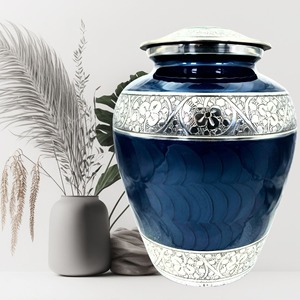 Urne funéraire en métal blanc de style américain pour cendres humaines, capacité de 200 pouces cubes, taille standard 10 pouces, décoration commémorative pour la maison - Product Image 2