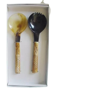 Luxe Bovine Flatware Tabletop Dinnerware Horn Salad <b>Server</b> or Salad Spoons Home & Restaurant Flatware Cutlery Gift Set - Product Image 1