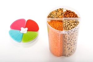 Multifunctional Cylindrical Plastic Food <b>Storage</b> Container With <b>Rotatable</b> Colorful Lid For Kitchen Use - Product Image 2