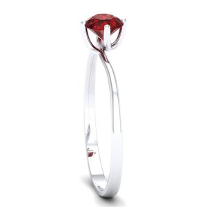 Anillo de compromiso de oro macizo de 14K con granate de 0.5 quilates de corte redondo y diamantes para mujer, precio mayorista de fábrica REYES - Product Image 3