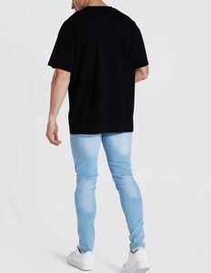 เสื้อยืดโอเวอร์ไซส์ดีไซน์เนอร์ขายส่ง เสื้อยืดผ้าฝ้ายสีดำเรียบแบบกำหนดเองสำหรับผู้ชาย - Product Image 5