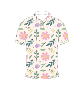 Polo personnalisé à imprimé floral crème, manches courtes, respirant, décontracté, uniforme de golf, t-shirt pour homme - Product Image 1