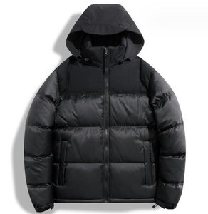 High Quality <b>Mens</b> <b>Hooded</b> <b>Puffer</b> <b>Jacket</b> Winter Casual Color Blocking Windproof Zipper Closure Thick Polyester Wadding Regular Fit - Product Image 2
