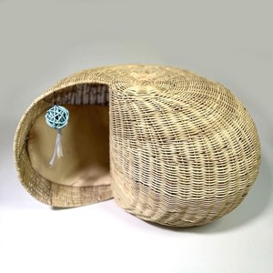 Casa para gatos con forma de caracol, para uso en interiores y exteriores, hecha a mano con mimbre trenzado, cama tipo cueva para gatitos, cesta para perros. - Product Image 1
