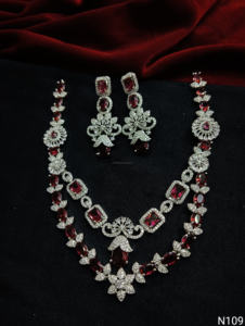 Classic American Diamond Bridal Jewelry <b>Set</b> Two-Piece Necklace and Earrings for Wedding Fashionable Classic Style - Product Image 4