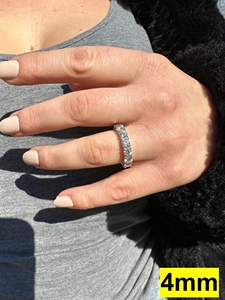 3-4MM Moissanite Eternity <b>Ring</b> Wedding Band 925 Sterling Silver VVS Moissanite <b>Diamond</b> <b>Ring</b> Passes <b>Diamond</b> Tester - Product Image 3