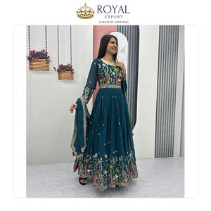 Professionnels dans la vente de la meilleure collection de vêtements indiens, magnifiques ensembles Anarkali en faux georgette avec broderies. - Product Image 2