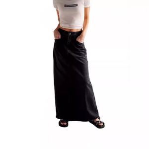 Falda Midi Informal de Mezclilla para Mujer, Estilo Europeo Americano, 100% Algodón, Secado Rápido, Silueta Lápiz Simple, para Invierno - Product Image 1
