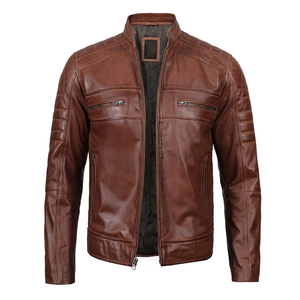 Best Price Custom <b>Men's</b> Fashion Leather with Stand Collar and Full Zipper Winter Long Length Made in Pakistan jacket for <b>men</b> - Product Image 5