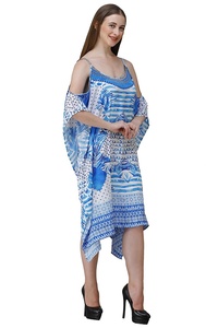 New Arrival Hand Block Print Multicolor Beach Wear <b>Kaftan</b> and Cover up Summer Outfit Dress For Women - Product Image 3