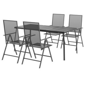 ชุดรับประทานอาหารเหล็กแอนทราไซต์5ชิ้นชุดเฟอร์นิเจอร์กลางแจ้งทนทาน - Product Image 3
