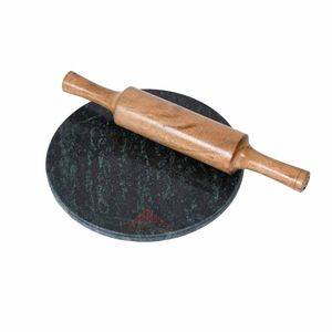 Round Dark Green Marble <b>Rolling</b> <b>Pin</b> Board with <b>Wooden</b> Roller Eco-Friendly 4mm/5mm/10mm Thickness Options - Product Image 1