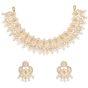 Collier ras du cou plaqué or 18 carats de créateur avec perles de cristal et pierres précieuses pour soirée, pierres principales Diamant Quartz - 10575547WH - Product Image 2