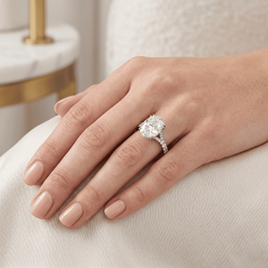 Anillo de Boda Delicado de Oro Blanco de 8k con Diamantes Certificados por IGI para Mujer, Elegante Anillo de Compromiso con Engaste de Puntas, Regalo de Joyería para Fiesta - Product Image 4