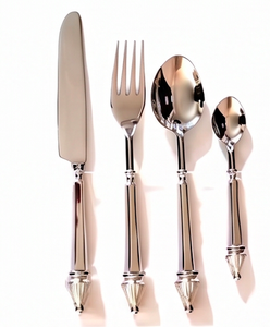 Ensemble de couverts élégants en acier inoxydable avec finition miroir haute brillance, couteau, fourchette, cuillère, cuillère à café, passe au lave-vaisselle, argenterie de mariage - Product Image 1