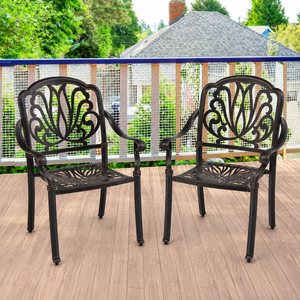 Conjunto de Sillas de Patio de Metal Negro, Sillones de Jardín con Respaldo Curvo, Muebles de Terraza para Balcón, Par de Asientos para Jardín, Cafetería, Patio - Product Image 1