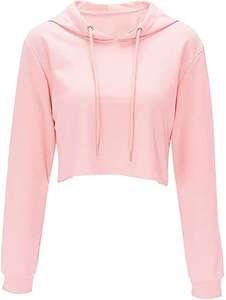 Nouveau sweat-shirt à capuche court pour femme, respirant et confortable, en molleton French Terry rose, sweat-shirt à capuche pour fille, orange - Product Image 5